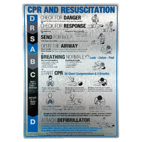 CPR Sign for Spas & Swimming Pools - Premium Brushed Aluminium 300mm x 420mm