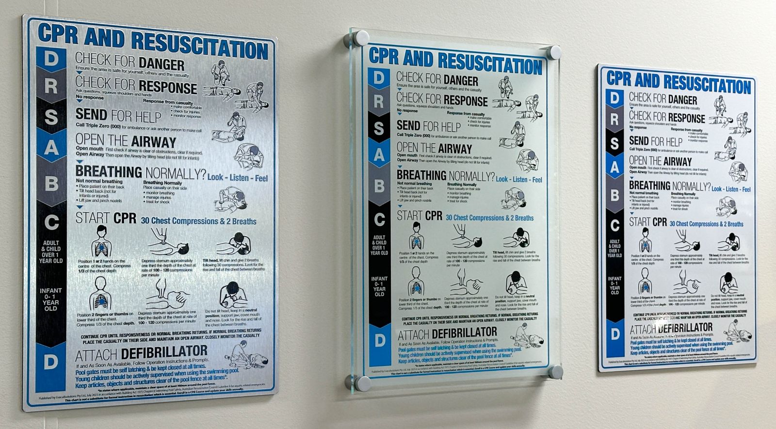 elegant classy CPR safety signs for pools and spas