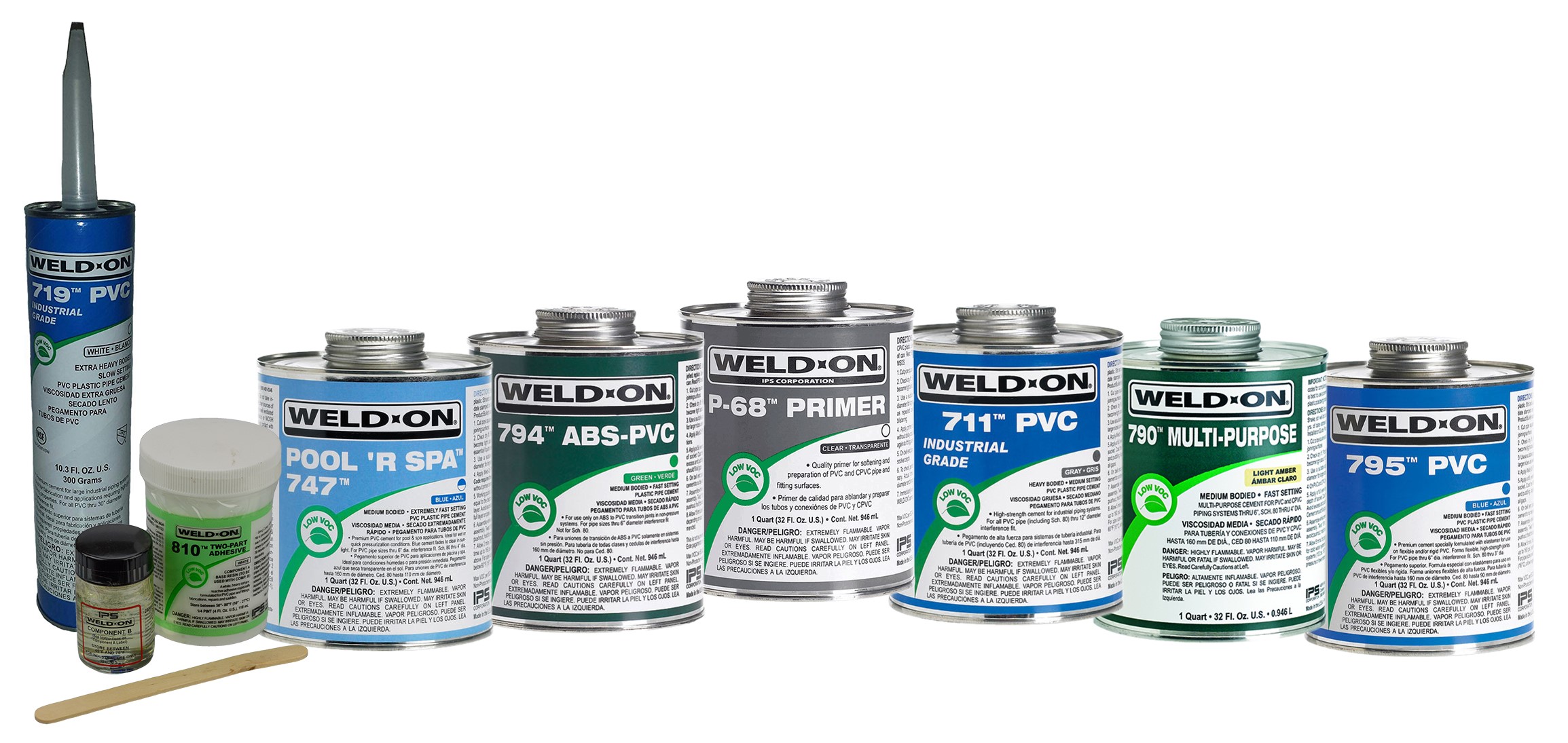 IPS Weld-on pool and spa solvent cement and accessories