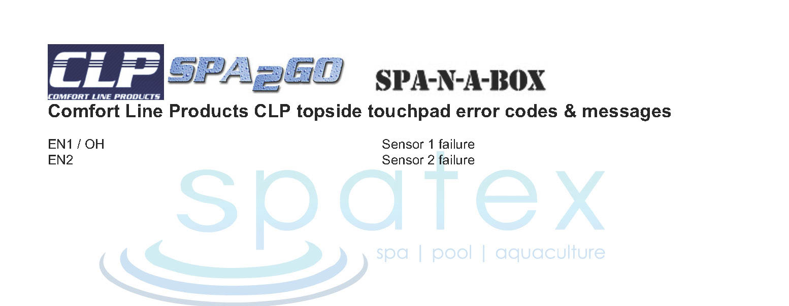 spa topside error code - CLP, Spa2Go, Spa-N-A-Box