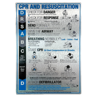 CPR Sign for Spas & Swimming Pools - Large Premium Brushed Aluminium 420mm x 594mm