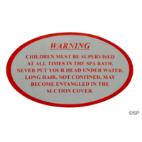 Spa Bath Suction Cover Warning Label / Decal