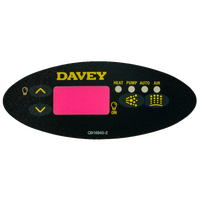 Davey Spaquip Spa Power 601 Oval Touchpad Decal / Overlay