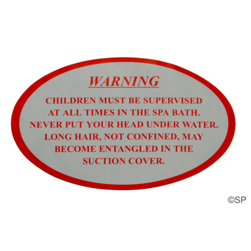Spa Bath Suction Cover Warning Label / Decal