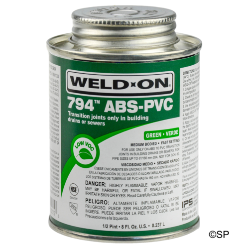 IPS Weld-On 794 ABS-PVC Transitional Solvent Cement - 1/2 pint/237ml - Green
