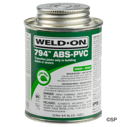 IPS Weld-On 794 ABS-PVC Transitional Solvent Cement - 1 pint/473ml - Green