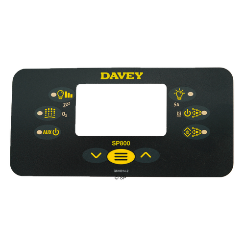 Davey Spaquip Spa Power 800 Touchpad Overlay Decal - Rectangular