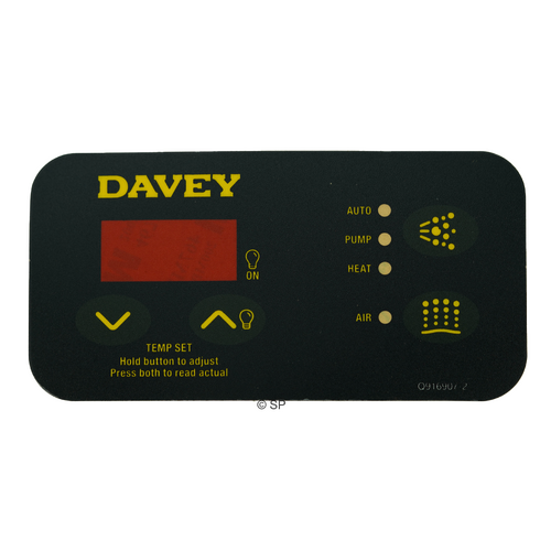 Davey Spaquip Spa Power 400 / 500 / 600 / 601 Rectangular touchpad overlay decal