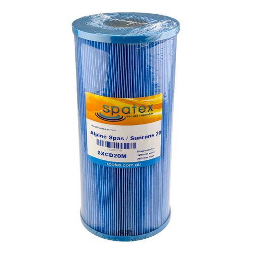267mm L x 125mm D Alpine Spas / Sunrans CD20 Replacement Pleated Cartridge Filter - Anti-Microbial