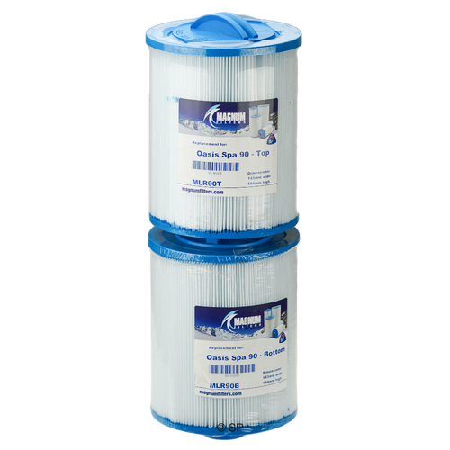 380mm L x 145mm D Oasis Spas Upper & Lower Spa filter cartridge PAIR - suits 100sqft Front Access Skim Filters