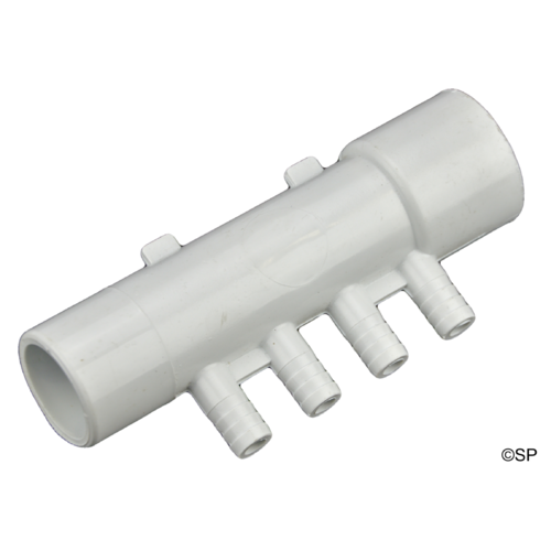 Waterway 4 port 3/8" barbed manifold 1"S x 1"Spg